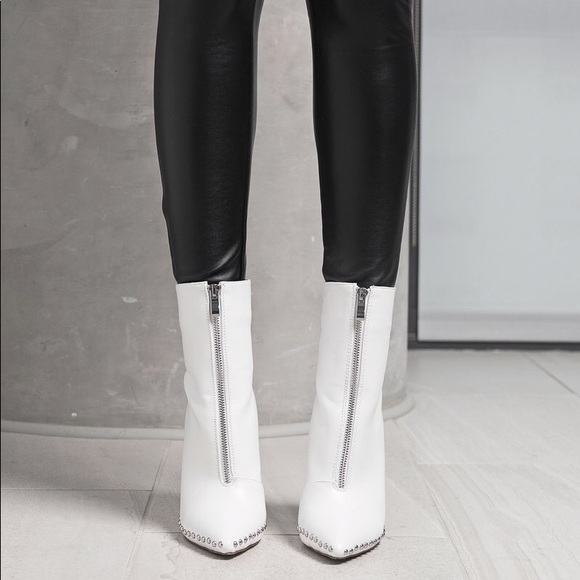 Style Link Miami Shoes - White Studded Booties